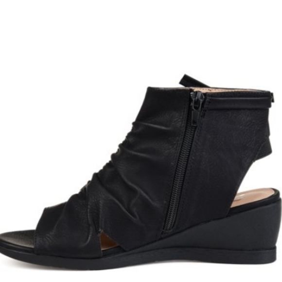 Syktkmx Black Open Toe Slouchy Backless Side Zipper Sandal Boots in Black SZ 9 - Picture 1 of 14